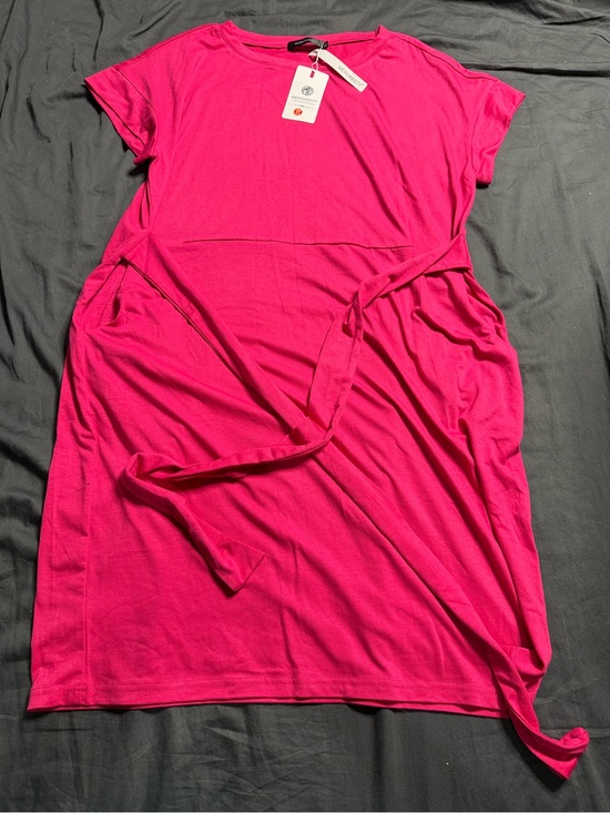 Merokeety Dresses & Skirts - Relaxed Tie-Waist Midi Dress in Bright Pink